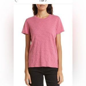 ATM Schoolboy Cotton Crewneck T-Shirt, size Small, Rose Wine color